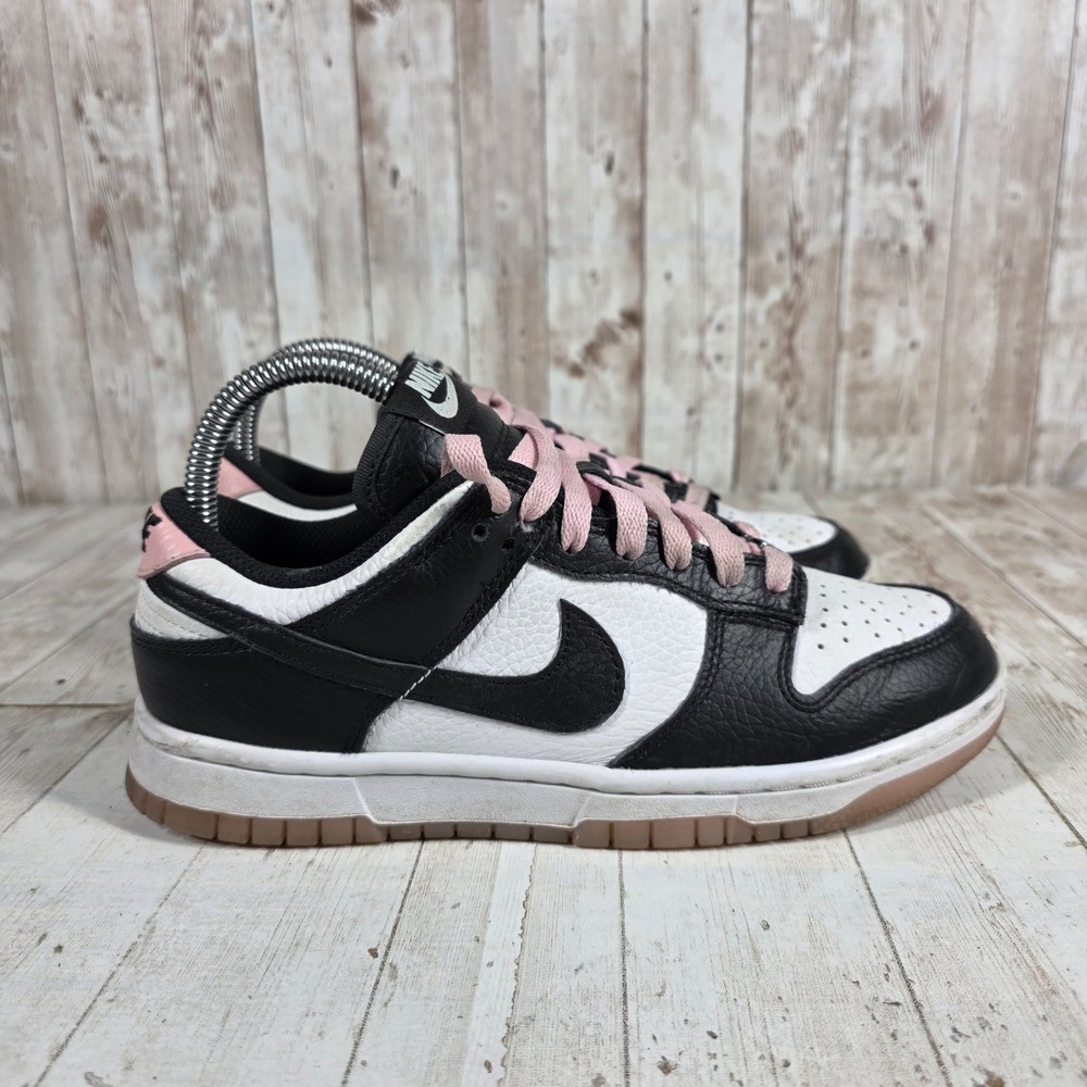 Nike Dunk Low Black White Pink Gum Sole Sneakers FJ2253-901 Womens 5.5